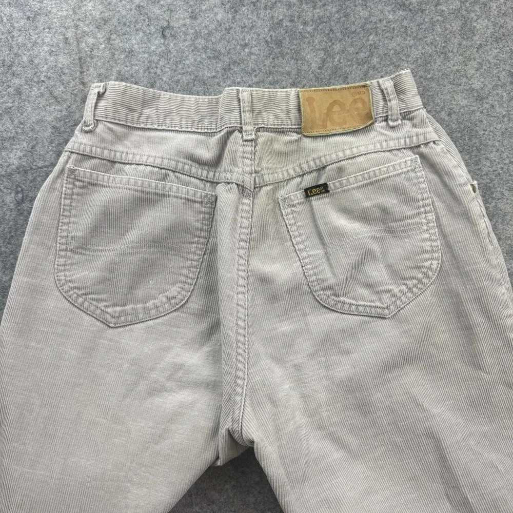 VTG Lee Corduroy Pants Mens 27x32 Gray Talon Zip 80s USA Made Distressed